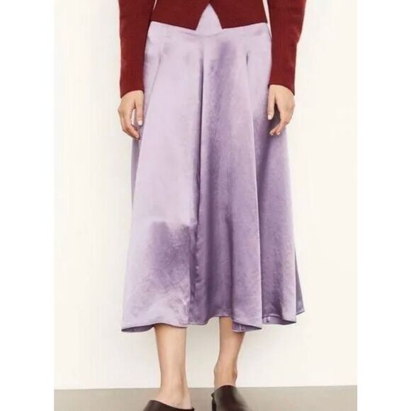 Vince paneled satin skirt in lilac size 4 midi - Picture 3 of 9